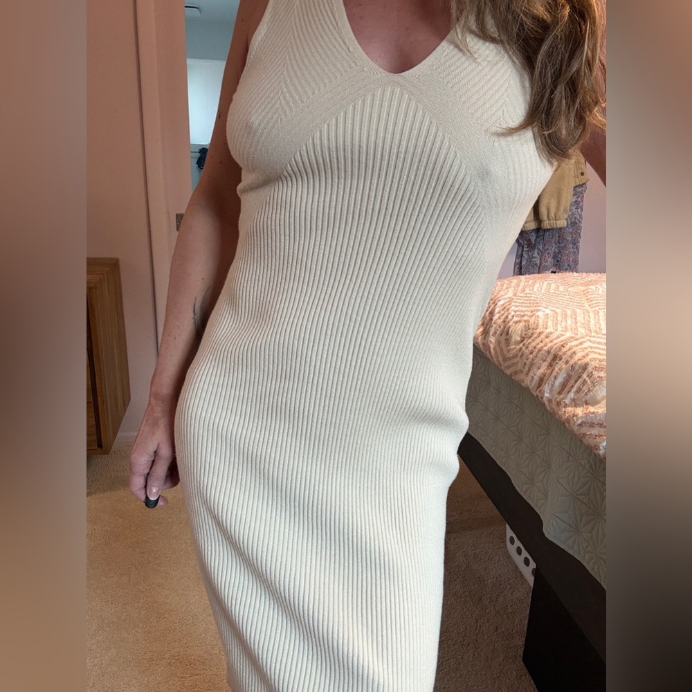 Sleeveless Ribbed Midi Sweater Dress by Express - size Medium - Picture 2 of 6